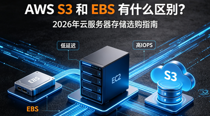 AWS S3 和 EBS 有什么区别？2026 年云服务器存储选购指南