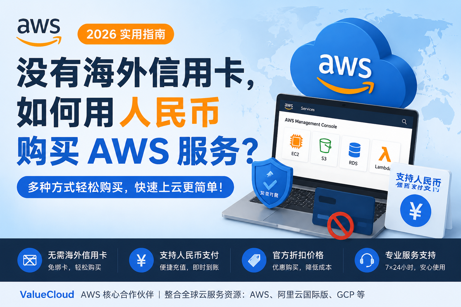 没有海外信用卡，如何用人民币购买 AWS 服务？2026 实用指南