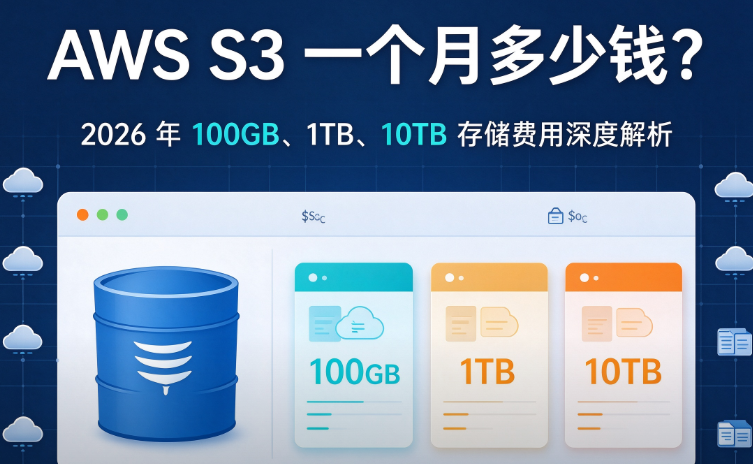 AWS S3 一个月多少钱？2026 年 100GB、1TB、10TB 存储费用深度解析