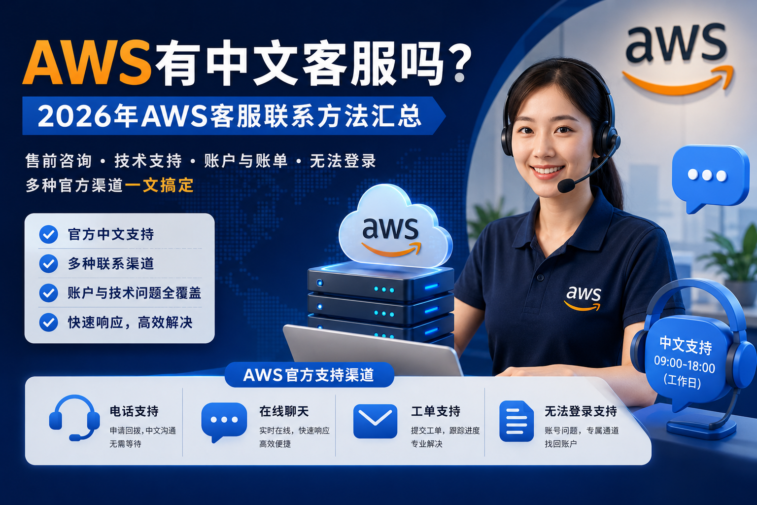 AWS有中文客服吗？2026年AWS客服联系方法与电话汇总