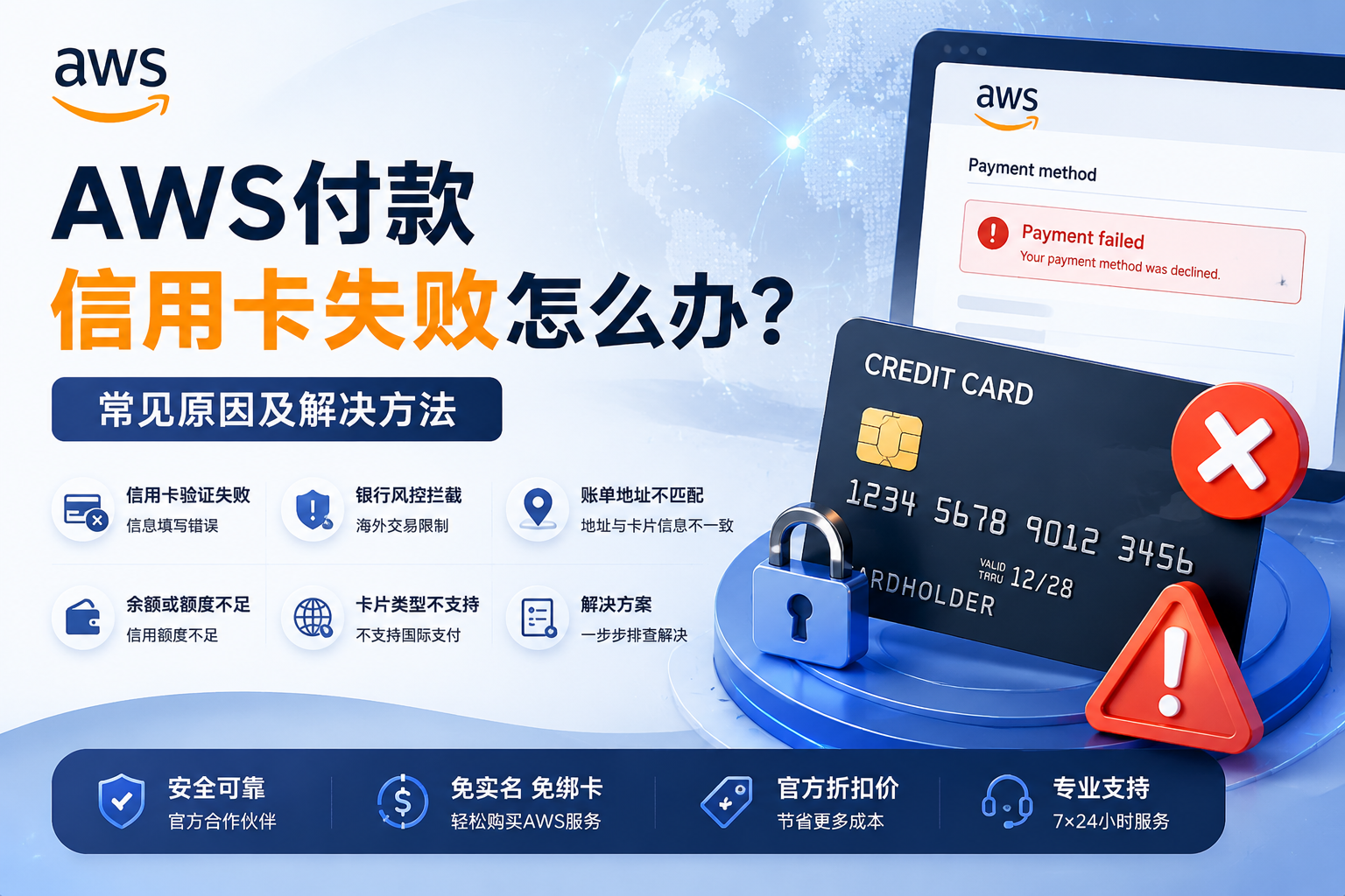 AWS信用卡付款失败怎么办？常见原因及解决方法