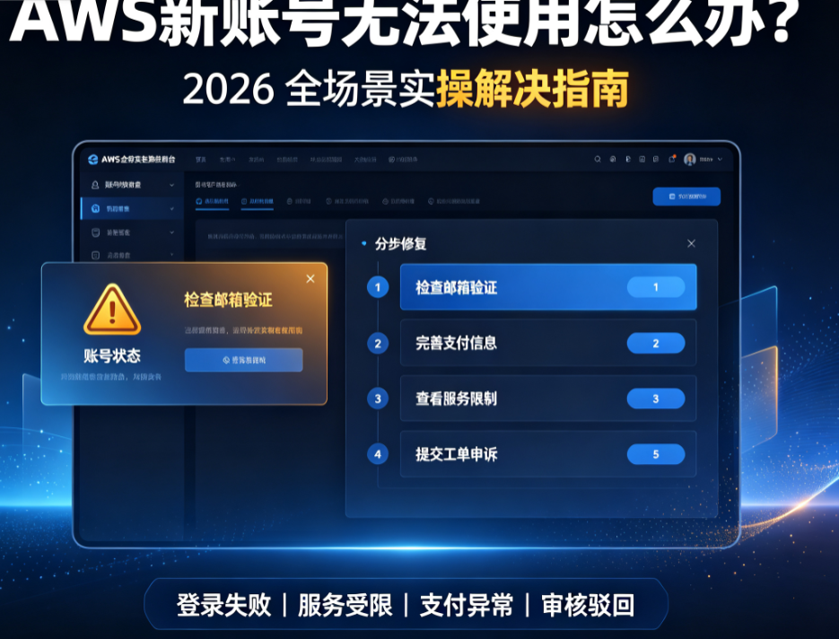 AWS 新账号无法使用怎么办 2026 全场景实操解决指南