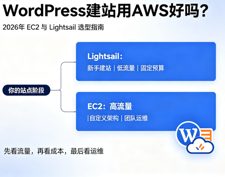 WordPress建站用AWS好吗？2026年EC2与Lightsail选型指南