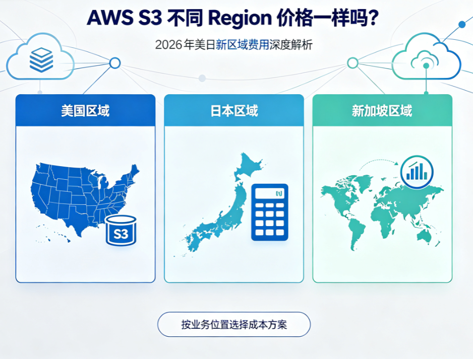 AWS S3 不同 Region 价格一样吗？2026 年美日新区域费用深度解析